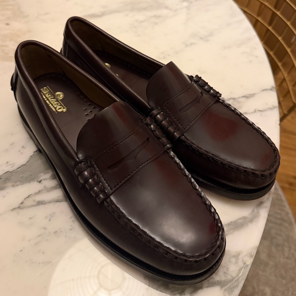 Sebago Women's Burgundy Leather Penny Loafers